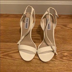 Steve Madden white leather heels